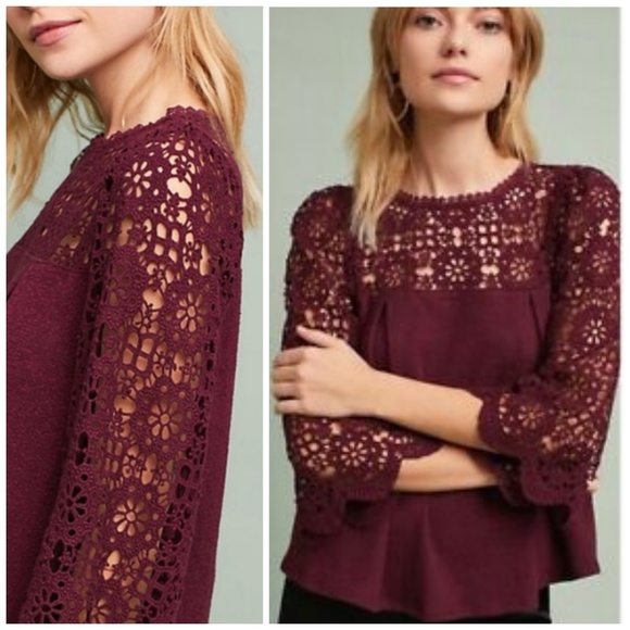 Anthropologie Tops - NWT Anthropologie Eri + Ali Plum Lace Top